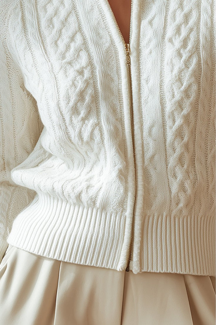 Exclusive Liliosa High Collar Zipped Cardigan in Twisted Knit