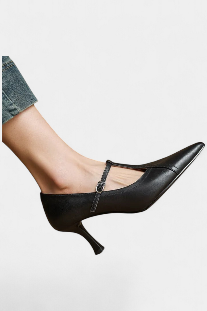 Zulema Pointed Toe T-Bar Stiletto Heels