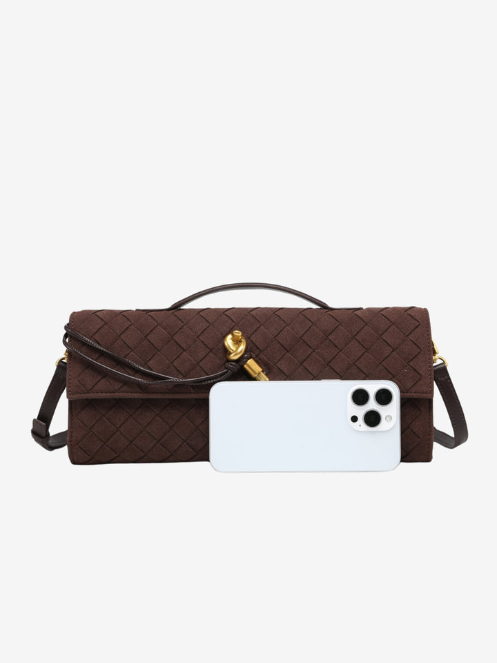 Cherry | Luxurious Suede Handbag with Woven Detailing