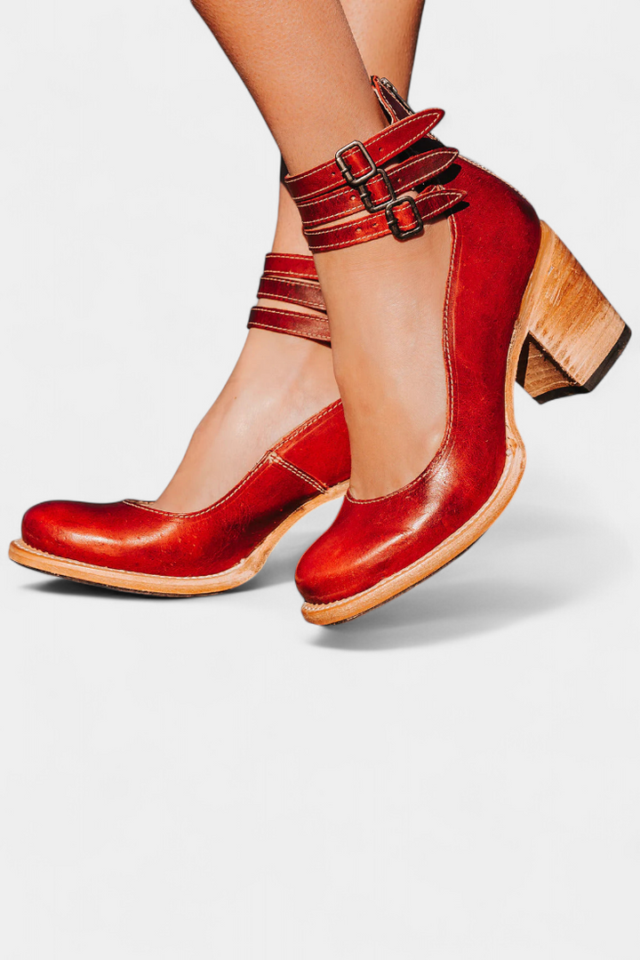 Eco-Leather Penka Block Heels with Elegant Design