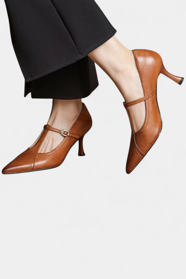 Zulema Pointed Toe T-Bar Stiletto Heels