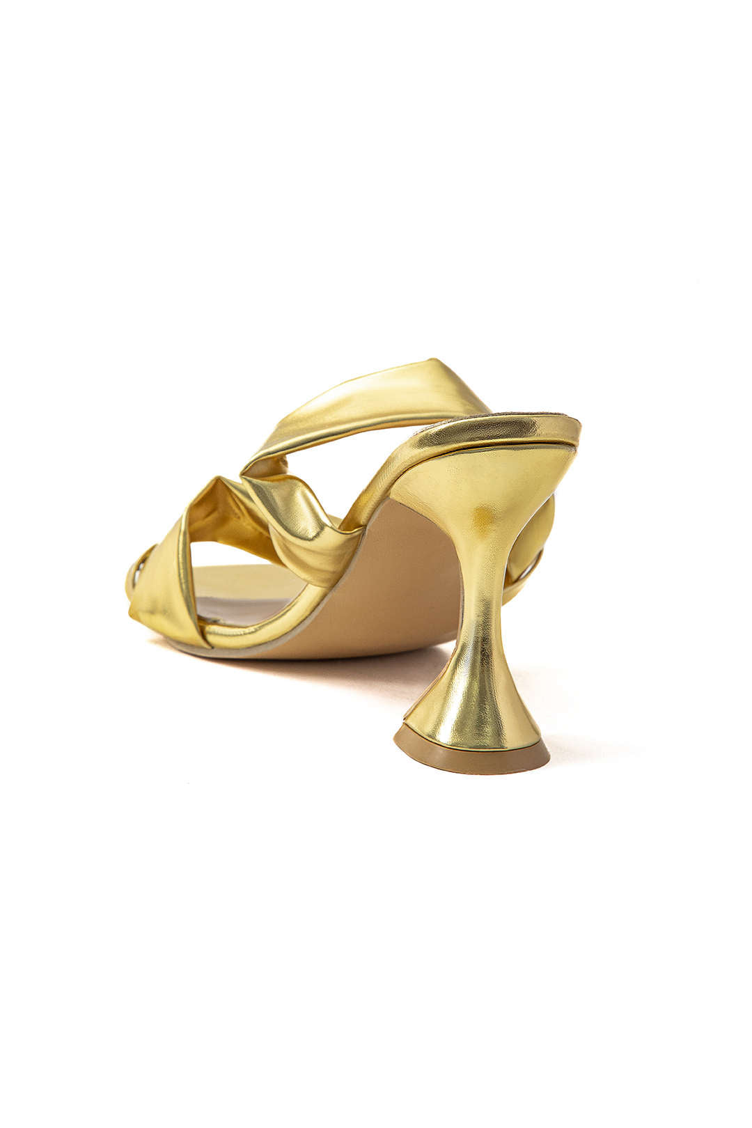 Sarah Crumpled Metal High Heels with Square Toe