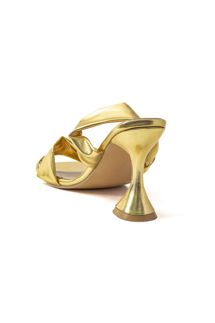 Sarah Crumpled Metal High Heels with Square Toe