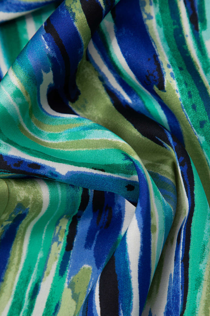 Chic Marble-Patterned Straight Leg Trousers