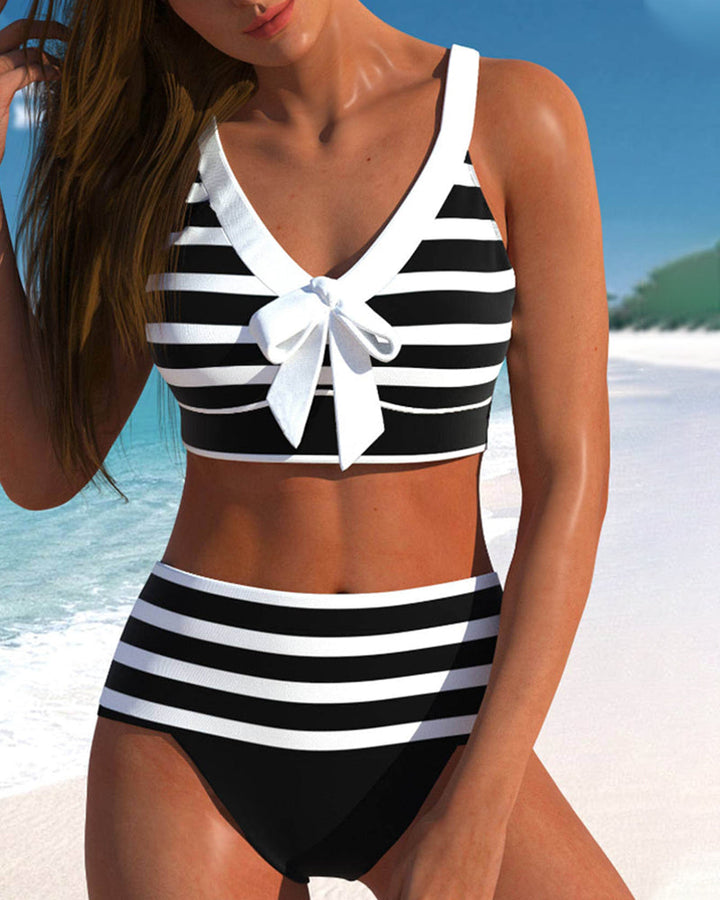 Laluna® | High-Waisted Striped Bikini
