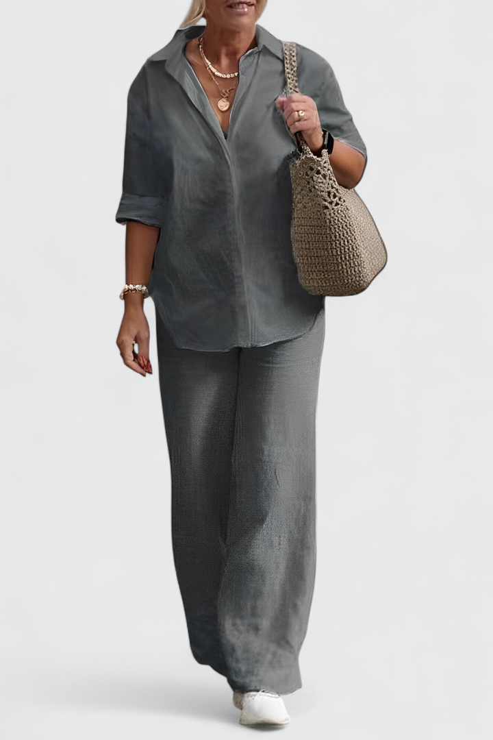 Skye Relaxed Fit Two-Piece Linen-Cotton Ensemble