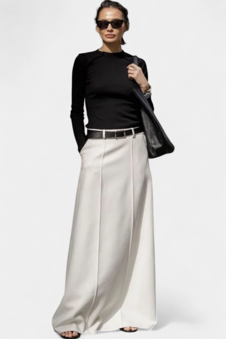 Ada H-Line Solid Color Minimalist Skirt