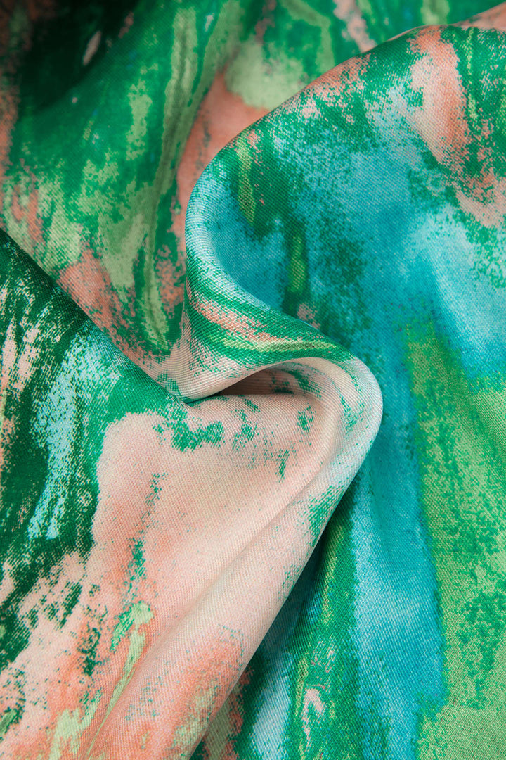 Chic Marble-Patterned Straight Leg Trousers