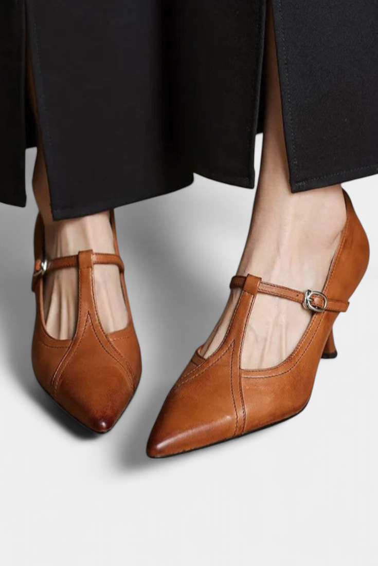 Zulema Pointed Toe T-Bar Stiletto Heels