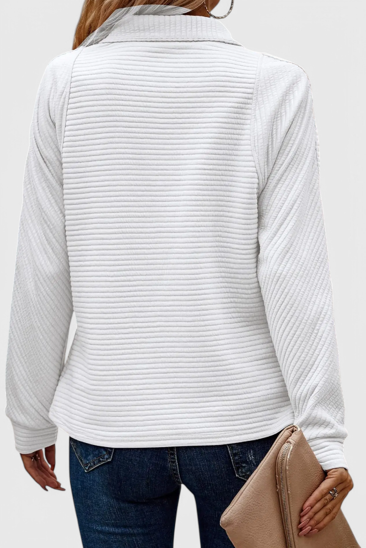 Helene Zip V-Neck Casual Sweater