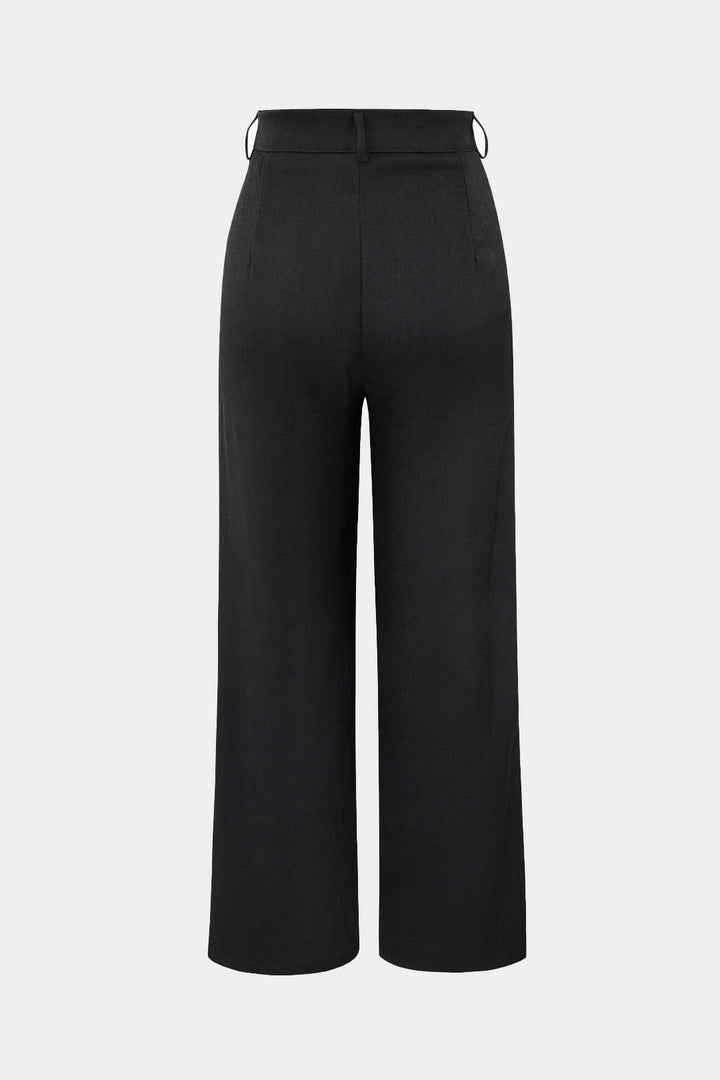 Oaklyn High-Waisted Straight Leg Trousers with Elegant Fluid Drop