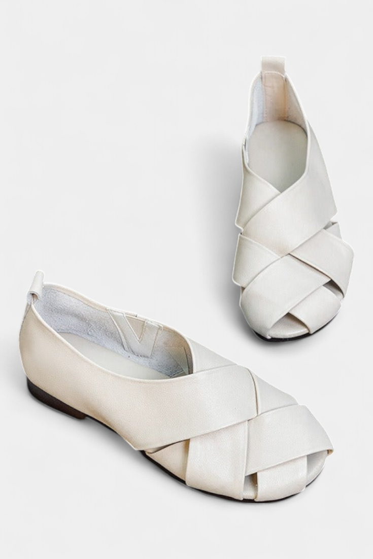 Nayra Authentic Leather Cross-Strap Sandals