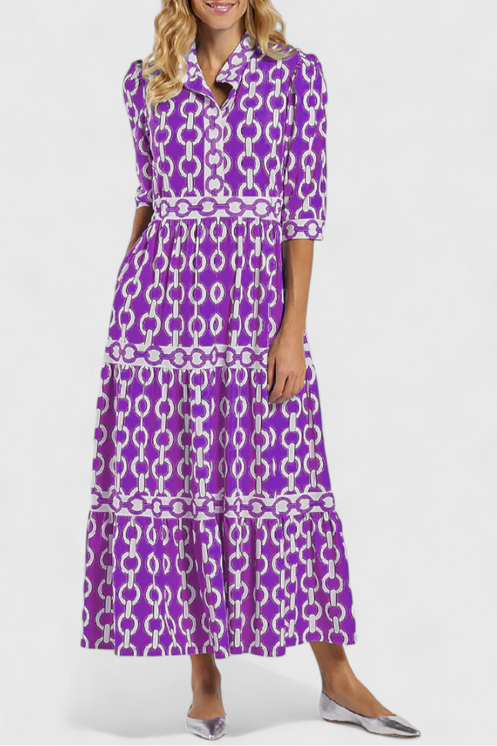 Chain Pattern Casilda Midi Dress