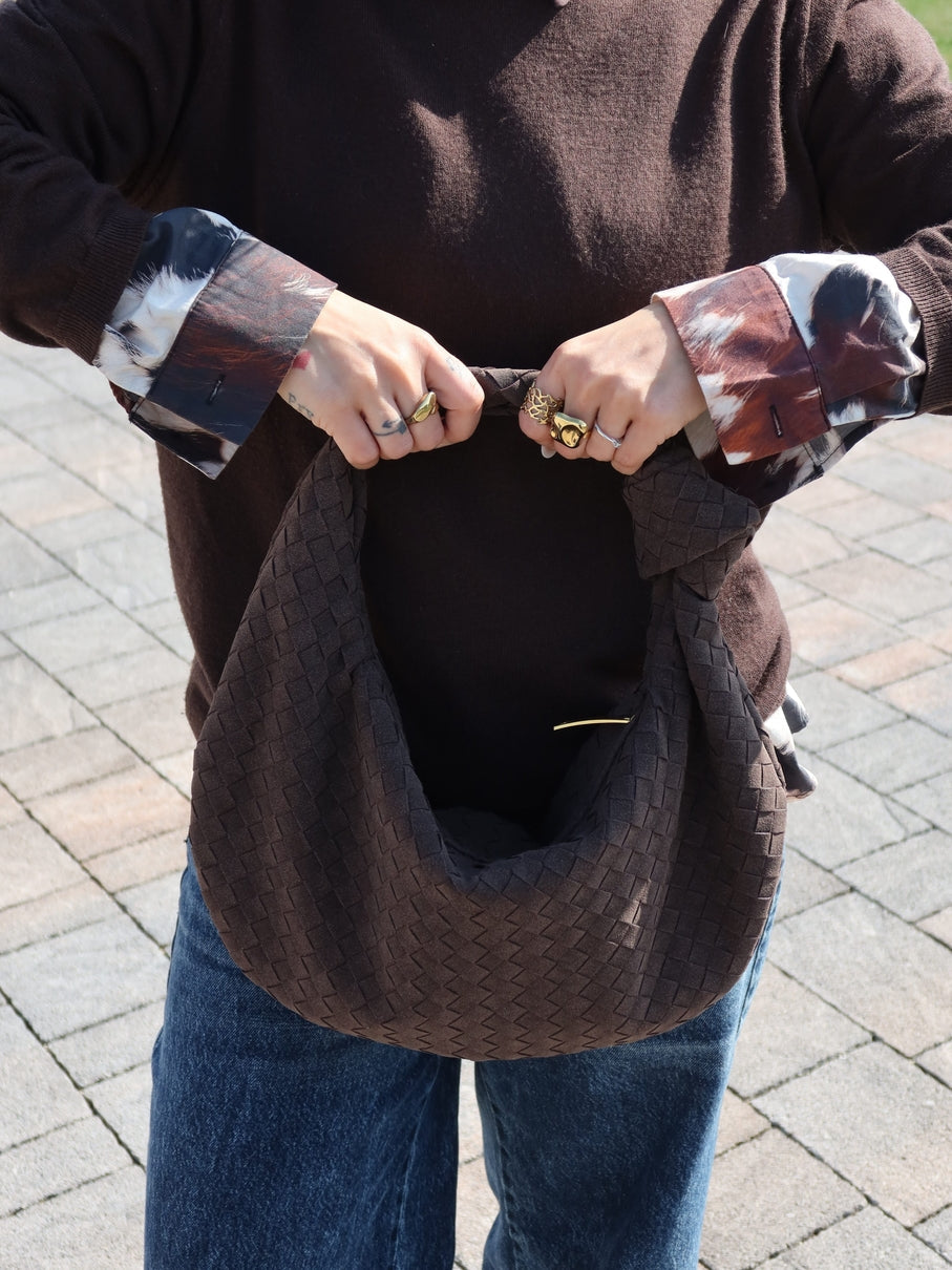 Celeste | Medium Suede Bag Featuring Braided Knot Accent