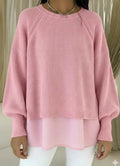 Adelyn | Pink Layered Knit Sweater