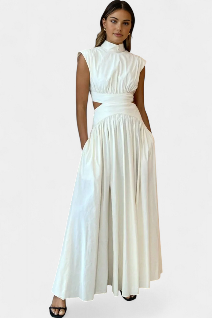 Jocelyn High Neck Top and Flowing Skirt with Side Slits