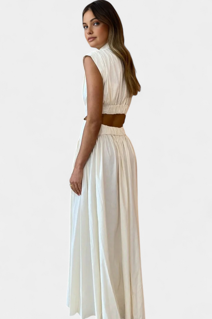 Jocelyn High Neck Top and Flowing Skirt with Side Slits