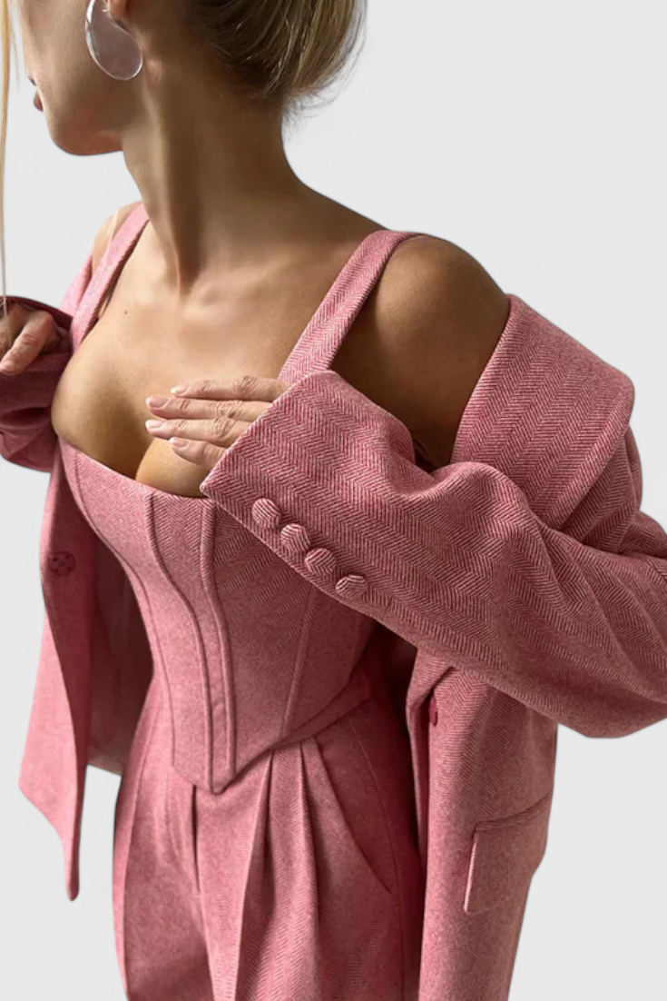 Evena Three-Piece Suit Ensemble Featuring a Tailored Corset