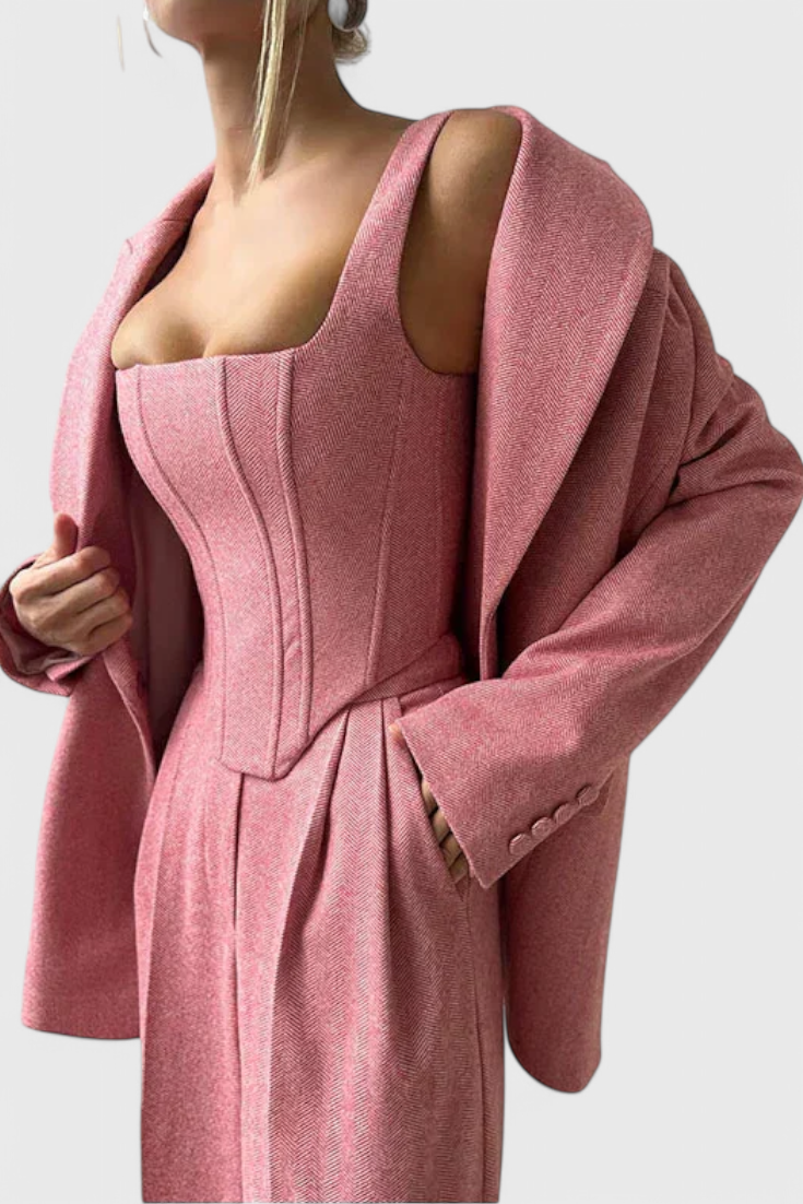 Evena Three-Piece Suit Ensemble Featuring a Tailored Corset