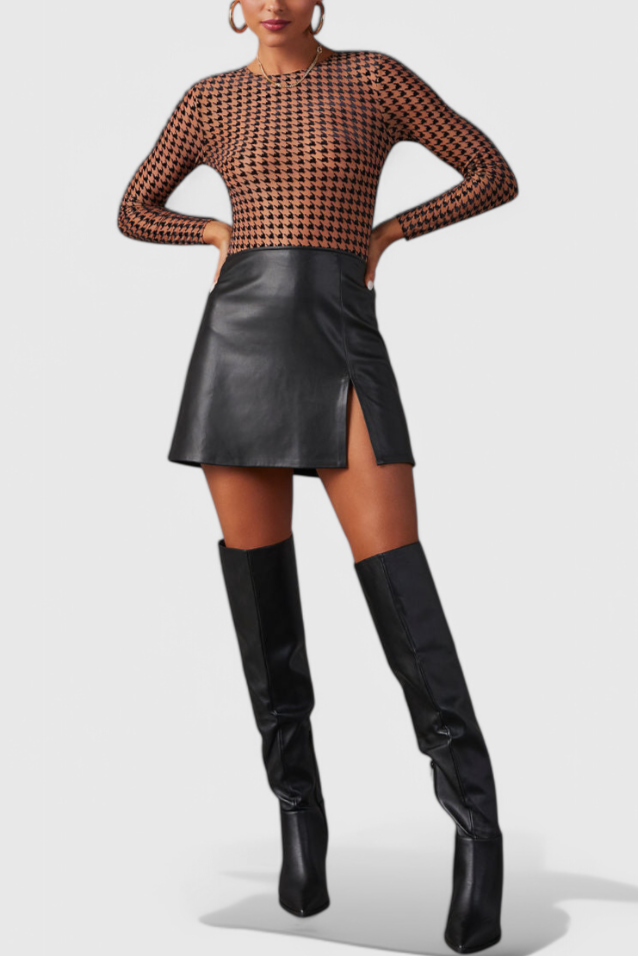 Bella Wide-Heel Faux Leather High Boots