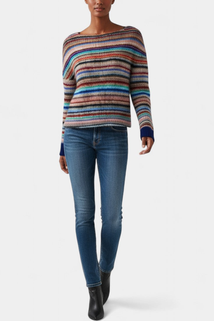 Quentine Striped Soft Knit Boat Neck Sweater