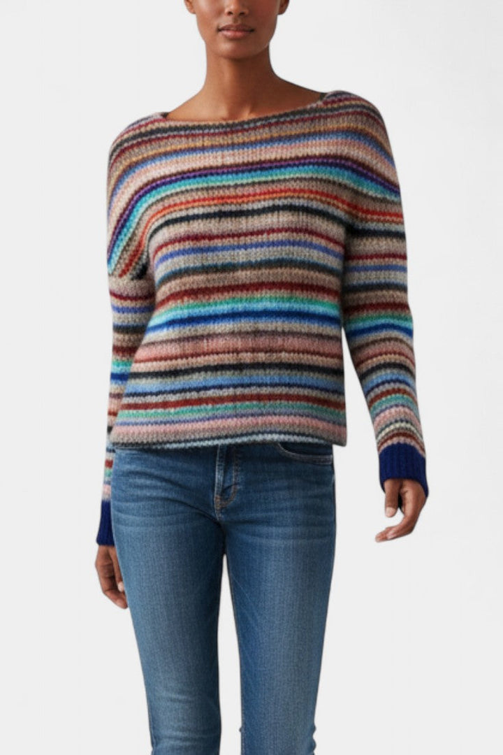Quentine Striped Soft Knit Boat Neck Sweater