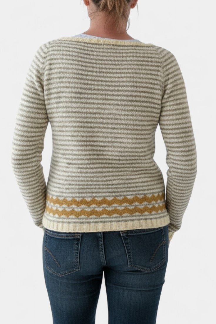 Arlisa Soft Knit Sweater with Stripes and Contrasting Accents