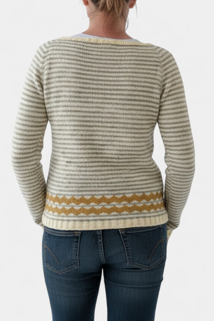 Arlisa Soft Knit Sweater with Stripes and Contrasting Accents