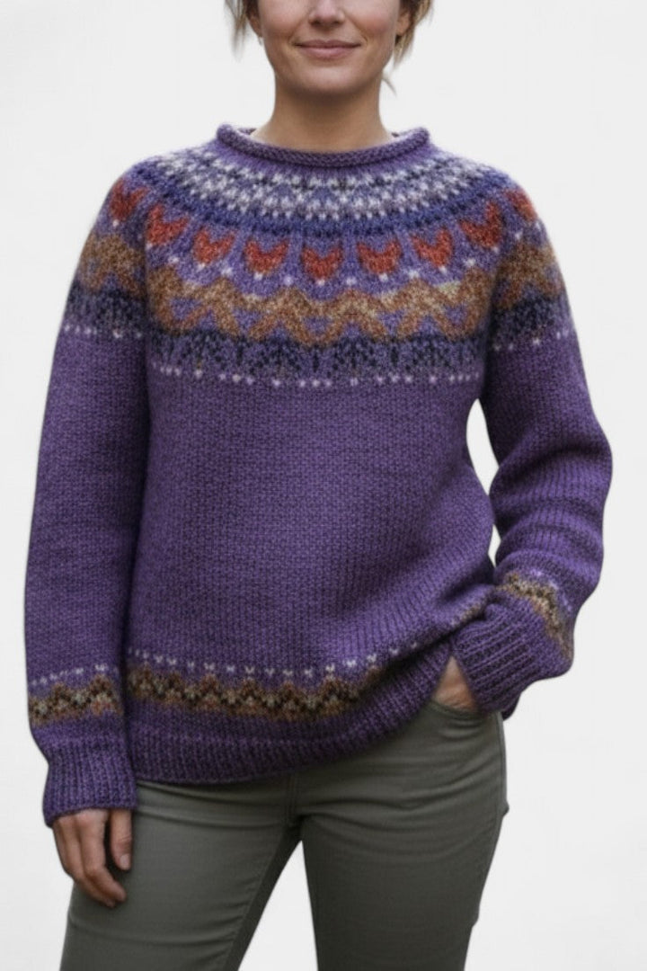 Sallya Round Neck Soft Jacquard Pullover