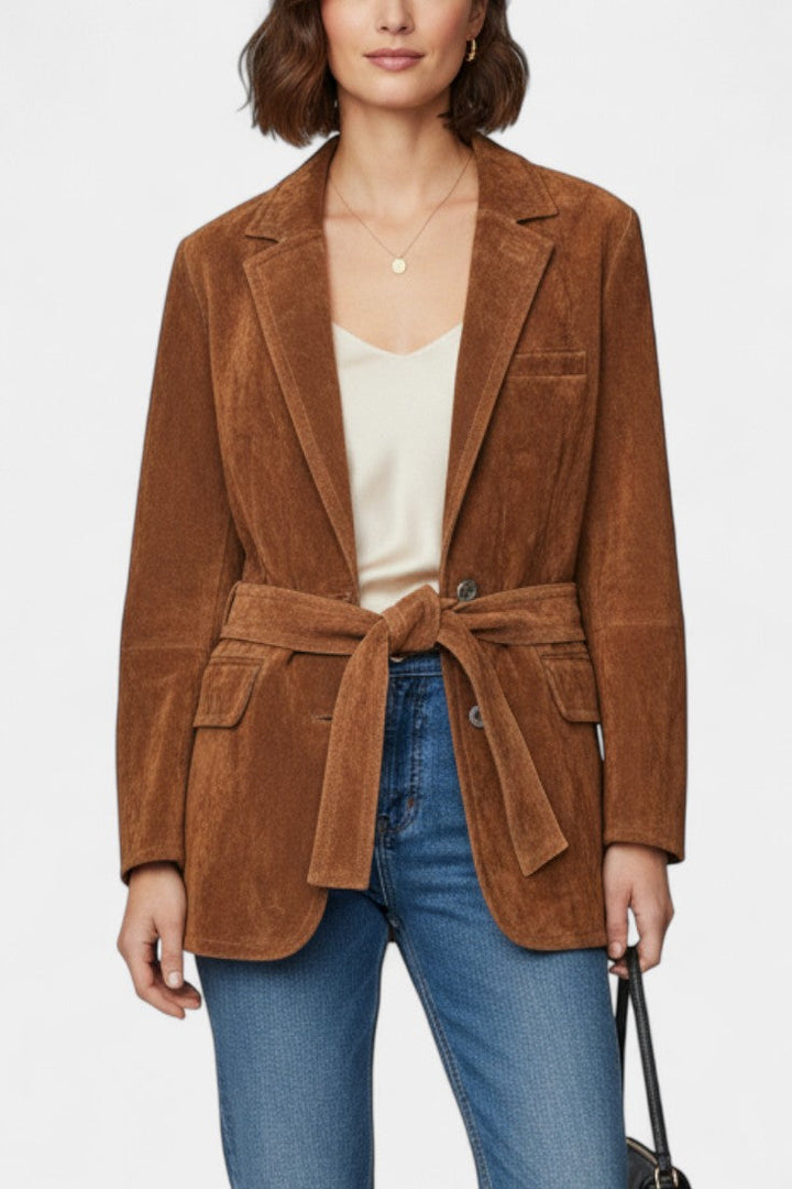 Kemina Classic Reversible Suede Leather Belt Jacket