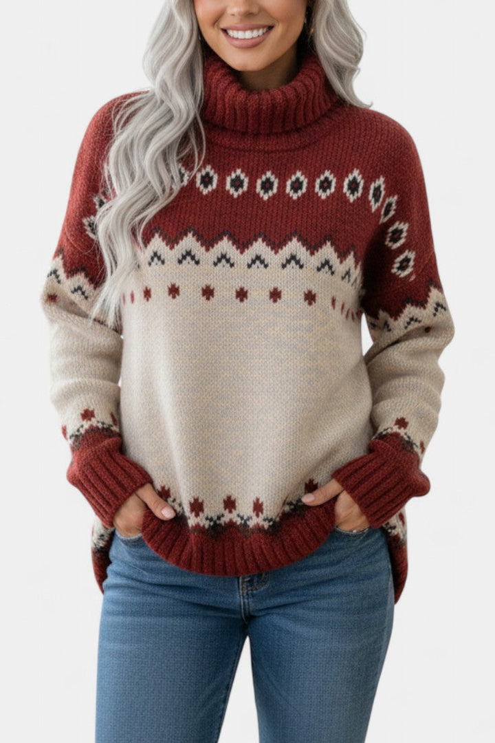 Gislaine Cozy Jacquard Turtleneck Sweater