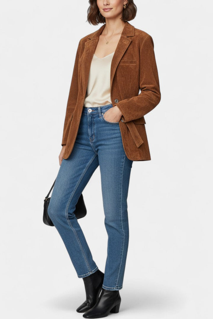 Kemina Classic Reversible Suede Leather Belt Jacket
