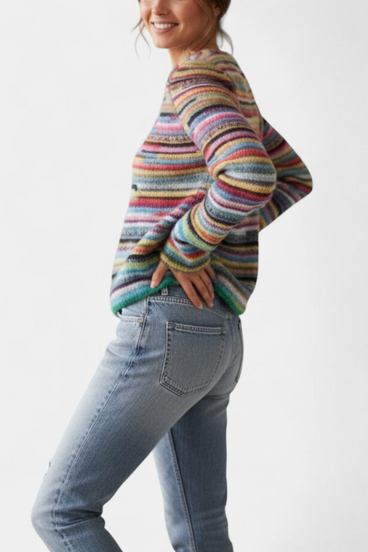 Quentine Striped Soft Knit Boat Neck Sweater