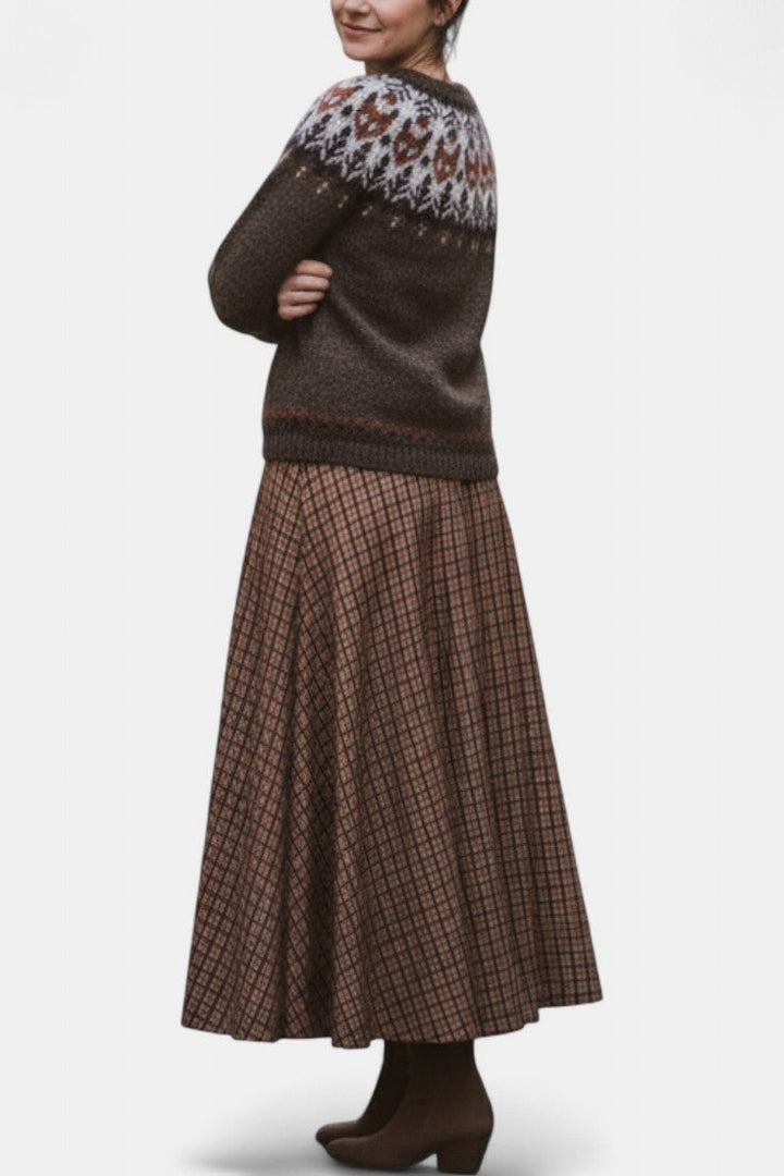 Cléa Brown and Ivory Jacquard Wool Sweater