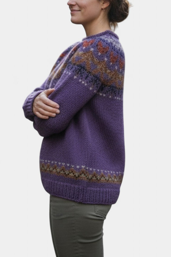 Sallya Round Neck Soft Jacquard Pullover