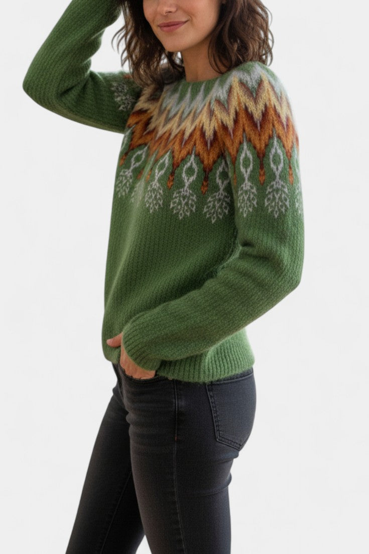 Othilia Geometric Pattern Soft Jacquard Sweater