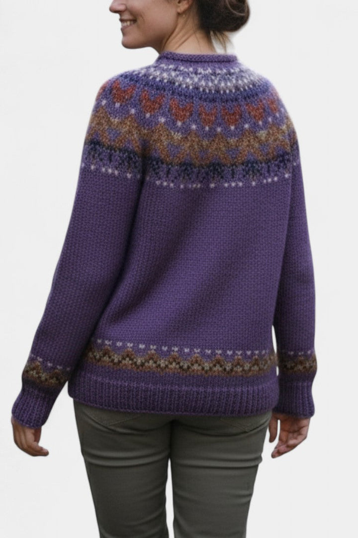 Sallya Round Neck Soft Jacquard Pullover