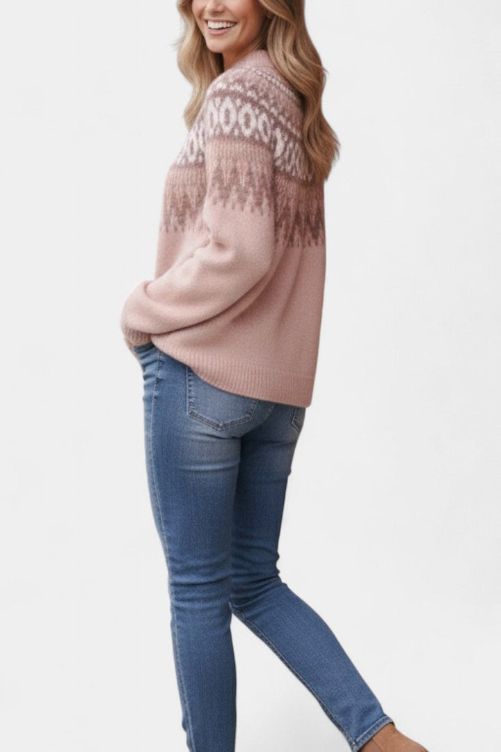 Round Neck Soft Jacquard Sweater by Pascaline