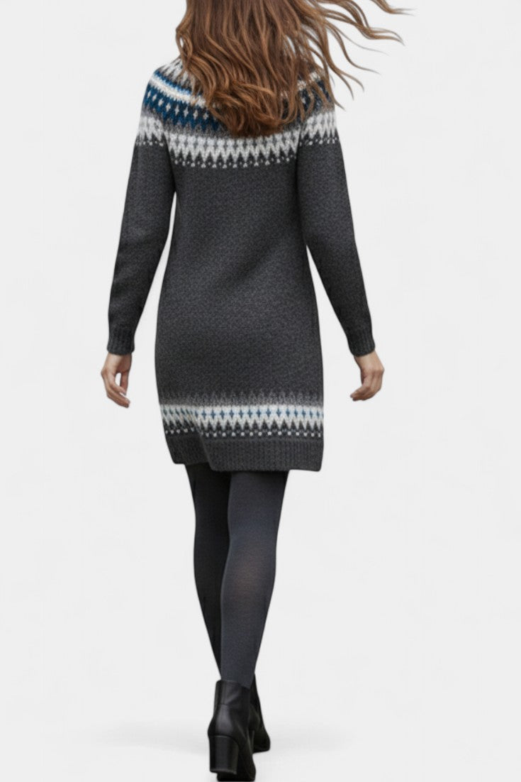 Roxanna Chunky Knit Jacquard Sweater Dress