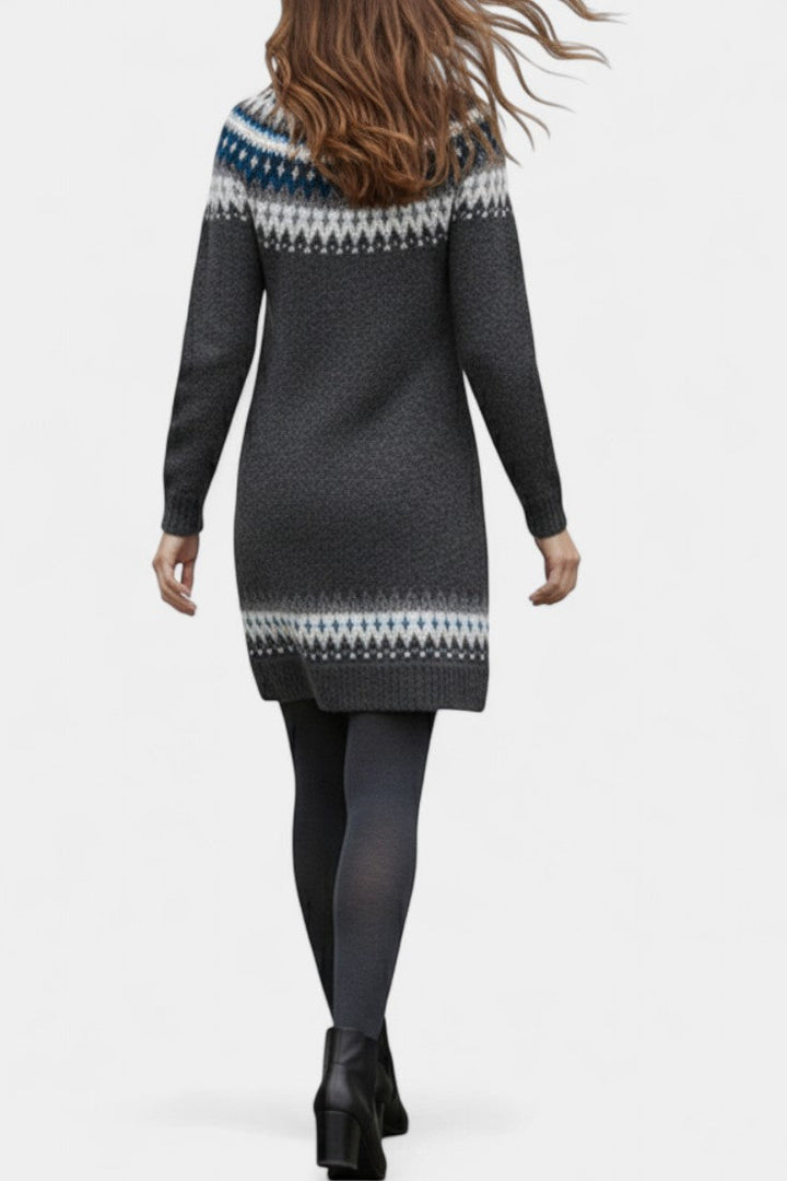 Roxanna Chunky Knit Jacquard Sweater Dress