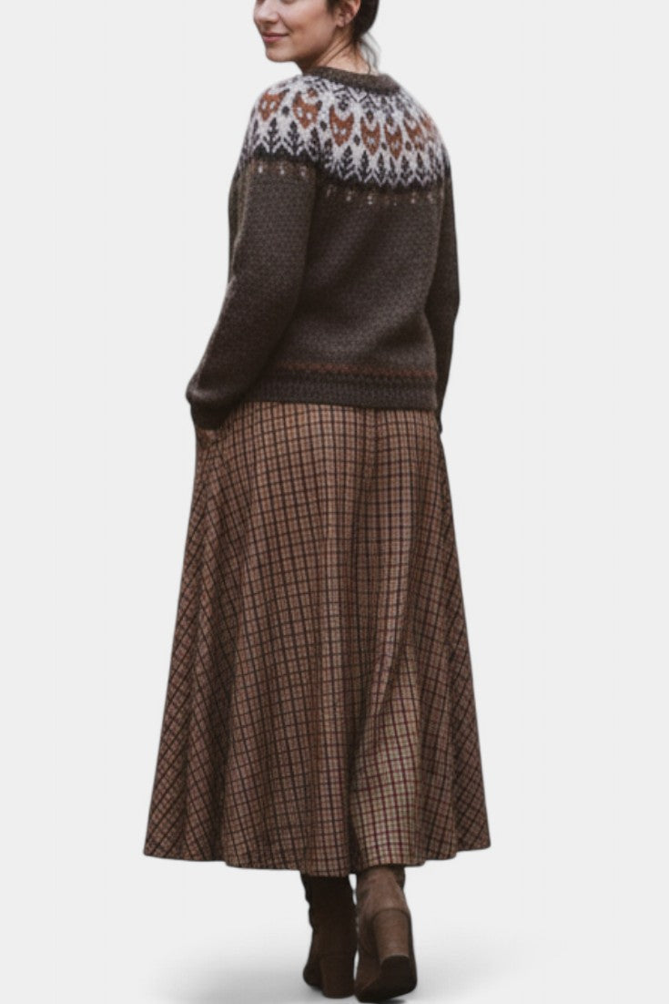 Cléa Brown and Ivory Jacquard Wool Sweater