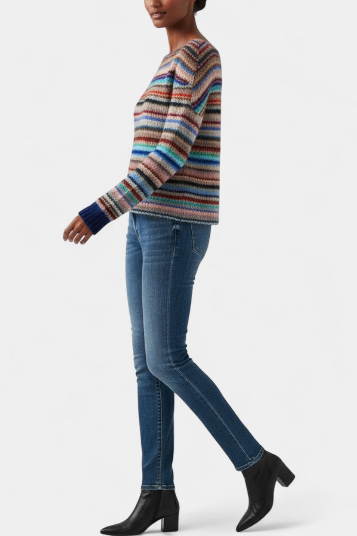 Quentine Striped Soft Knit Boat Neck Sweater