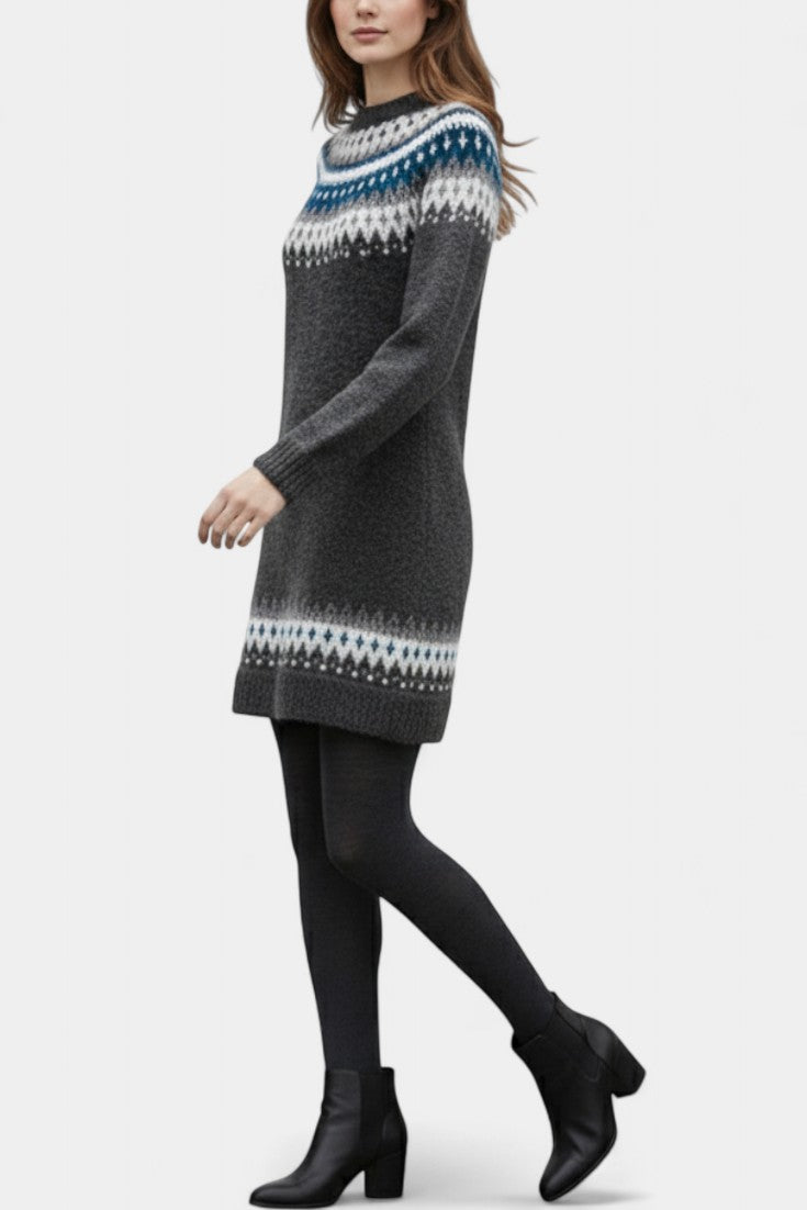 Roxanna Chunky Knit Jacquard Sweater Dress