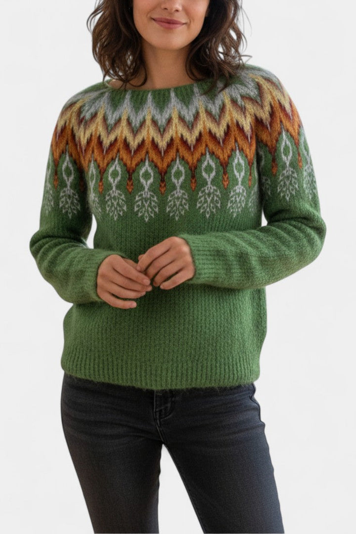 Othilia Geometric Pattern Soft Jacquard Sweater