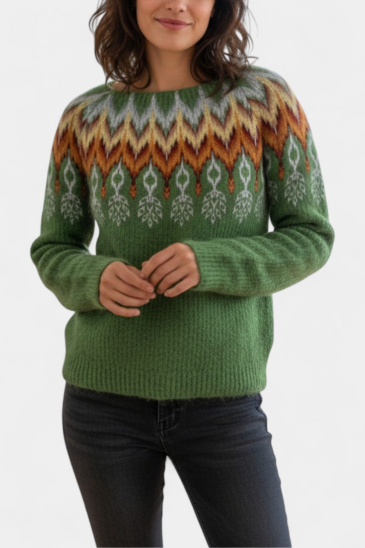 Othilia Geometric Pattern Soft Jacquard Sweater