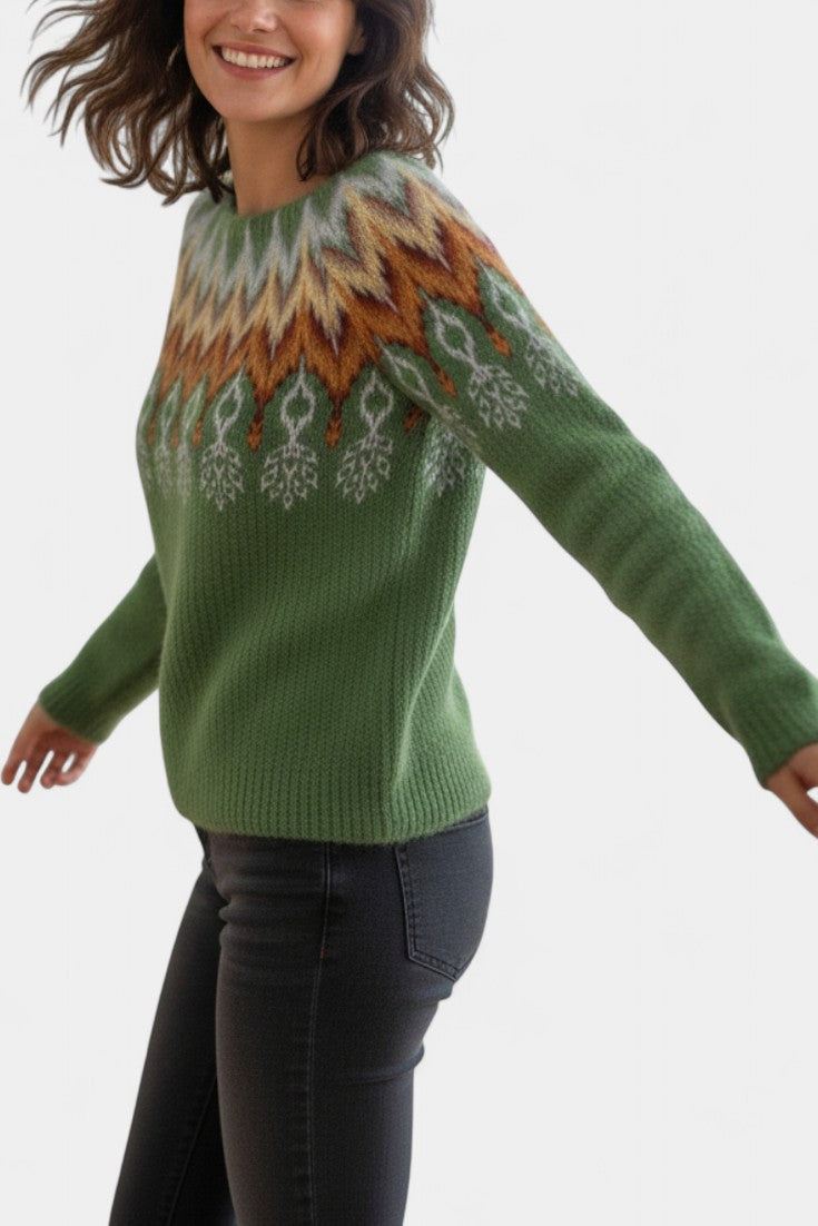 Othilia Geometric Pattern Soft Jacquard Sweater