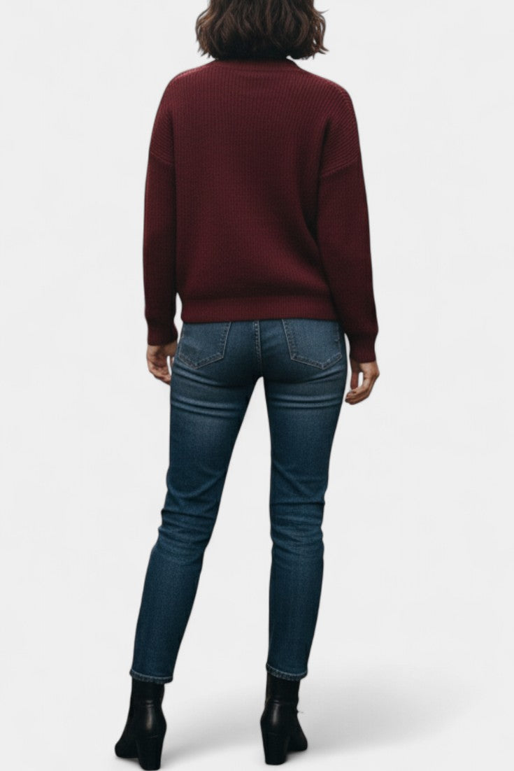 Céline V-Neck Ribbed Knit Wrap Cardigan with Asymmetrical Hem