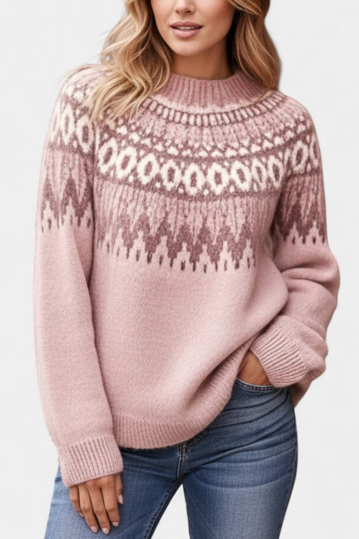 Round Neck Soft Jacquard Sweater by Pascaline