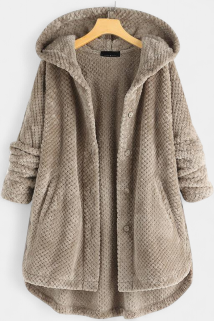 Taia Corduroy Coat Featuring a Cozy Hood