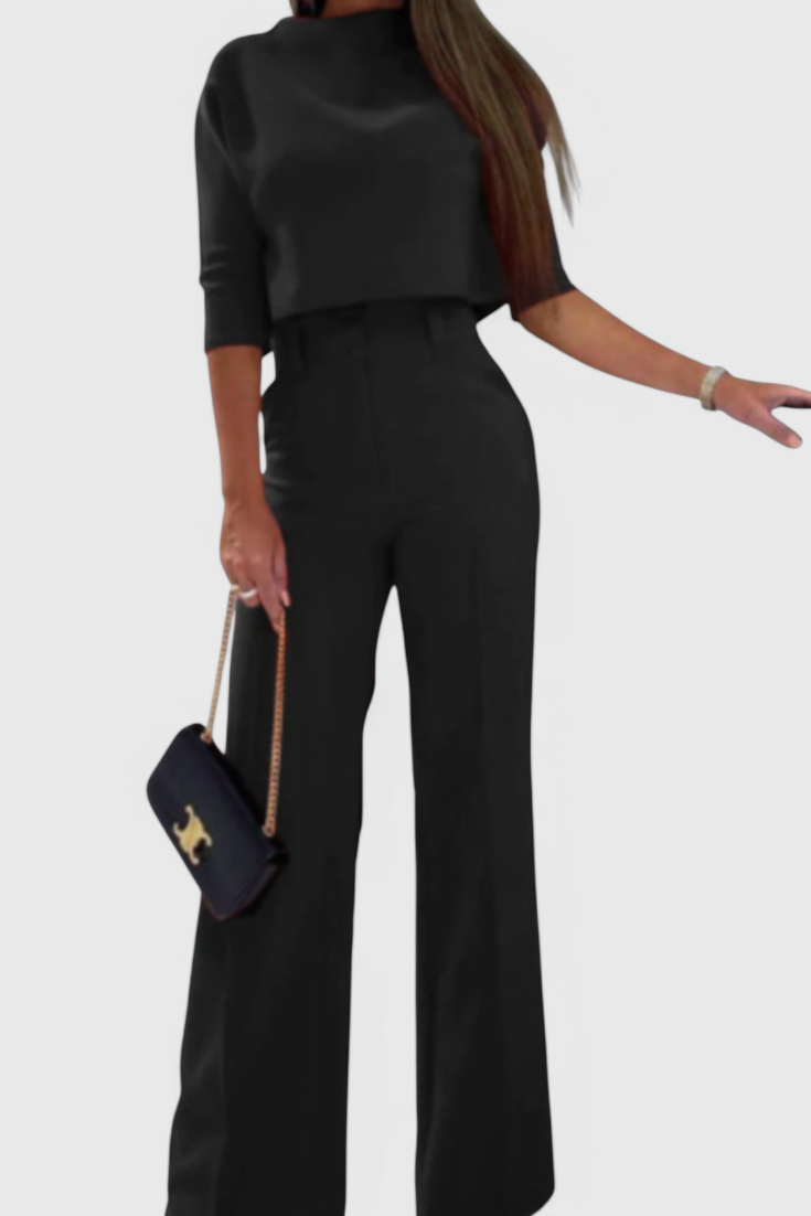 Cleo 3/4 Sleeve Top with Wide Leg Pants Ensemble